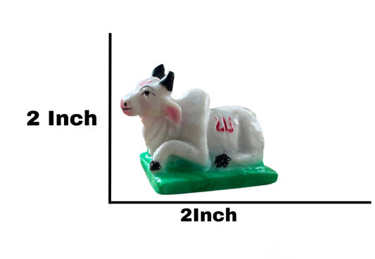 Marble Nandi Cow Marble Dust Statue(2Inch/2Inch)