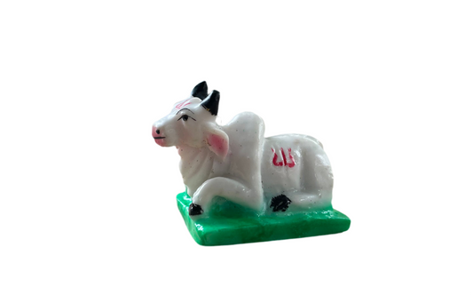 Marble Nandi Cow Marble Dust Statue(2Inch/2Inch)